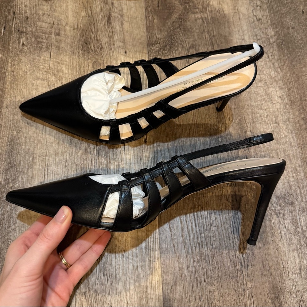 Black Leather Strappy Heels